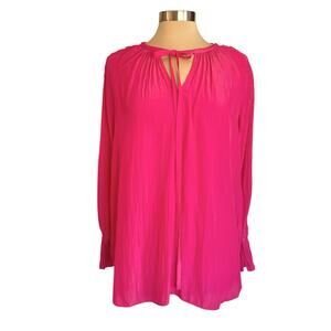 For 2 by Rammy Brook Chiffon Maternity Top Size XS Hot Pink Long Sleeve Grommets